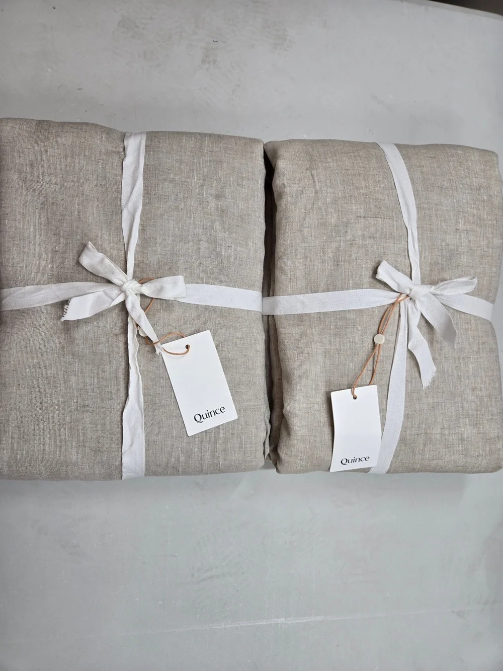 NWT QUINCE Set Of 2 48x84 European Linen True Blackout Curtains Flax 9994